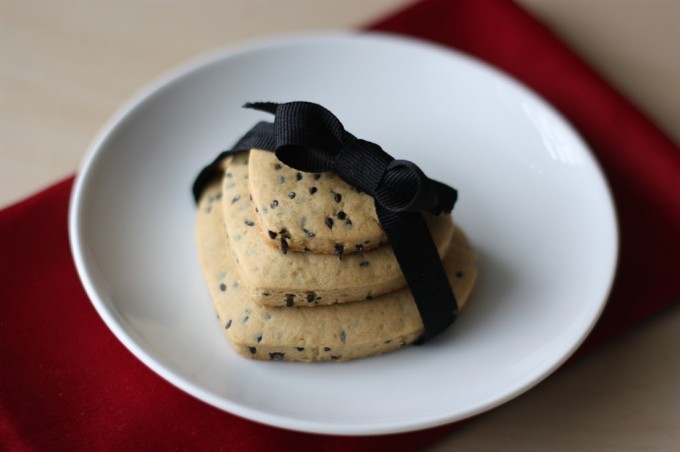 Black Sesame Cookies | Fake Food Free | A simple cut-out cookie made with white whole wheat flour, raw sugar and nutty black sesame seeds. 