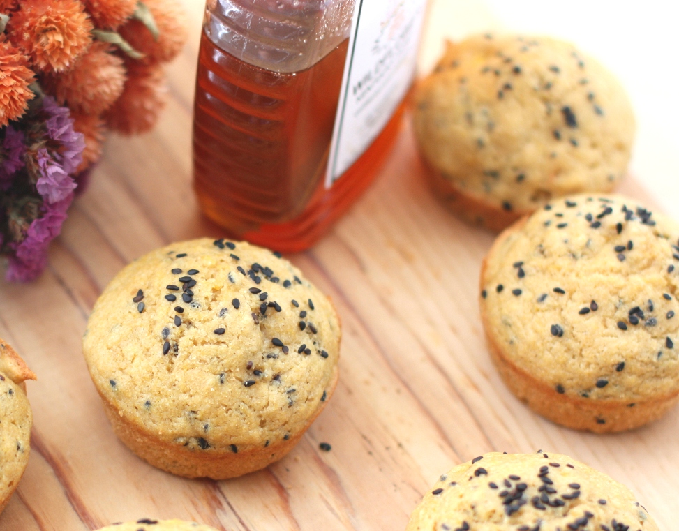 Breakfast recipe for Pumpkin Black Sesame Seed Muffins | Fake Food Free
