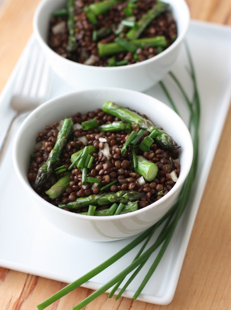 Black Lentil Salad with Roasted Asparagus Recipe