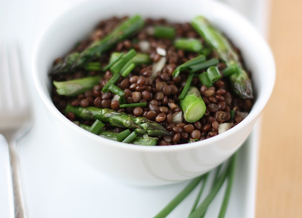 Black Lentil Salad with Roasted Asparagus Recipe | Fake Food Free