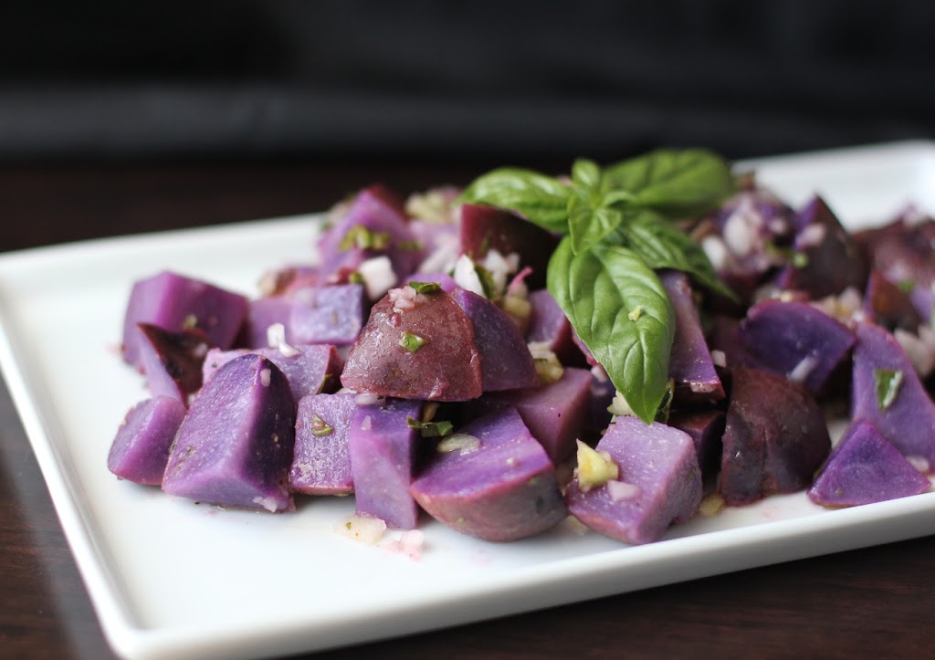 Blue Potato Salad with Lemon Basil Vinaigrette Recipe | Fake Food Free