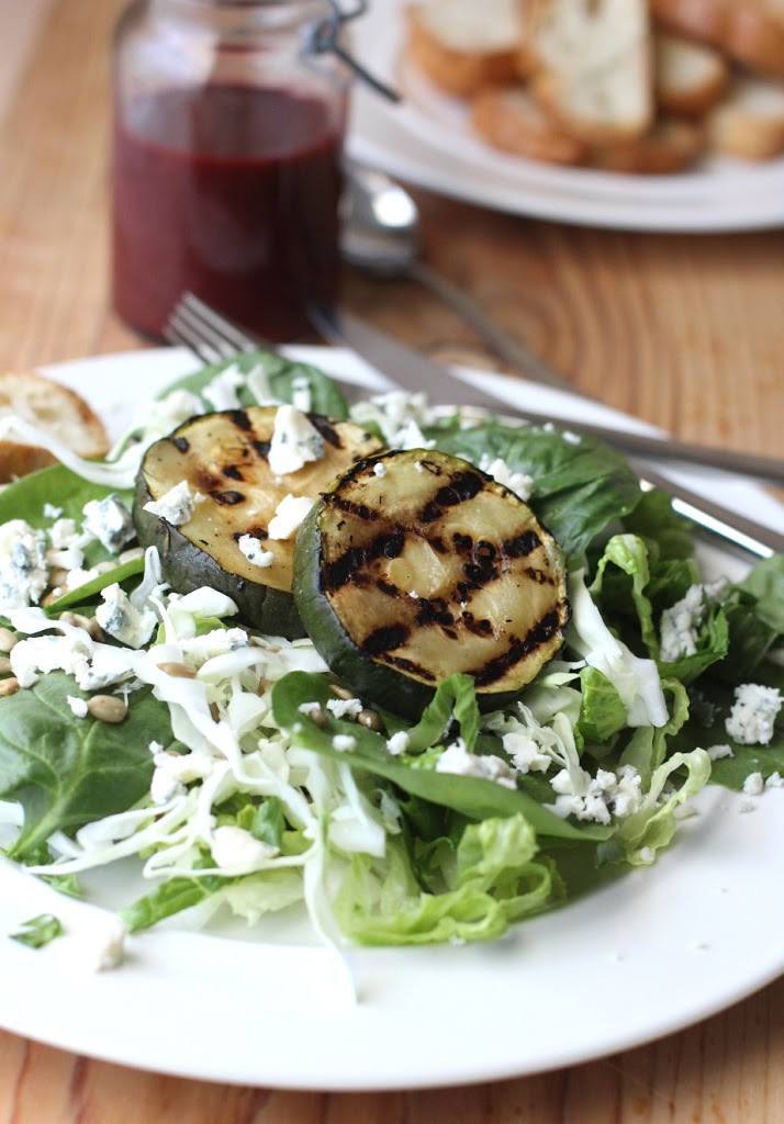 Salad with Grilled Zucchini. A great vegetarian summer meal! | Fake Food Free