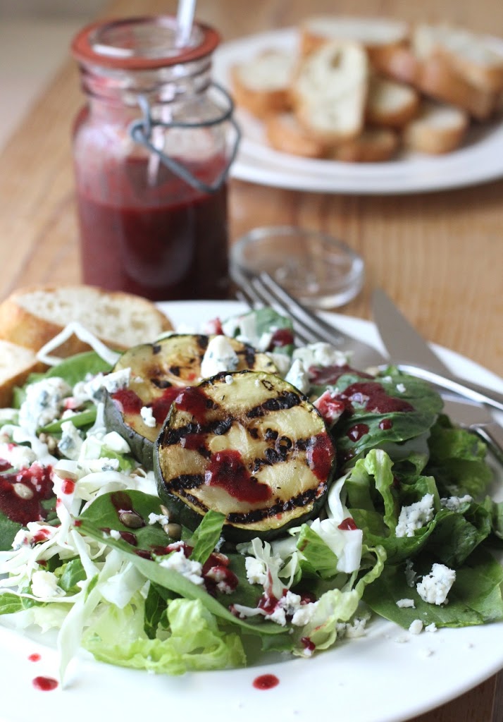 Salad with Grilled Zucchini and Blackberry Balsamic Dressing Recipe | Fake Food Free