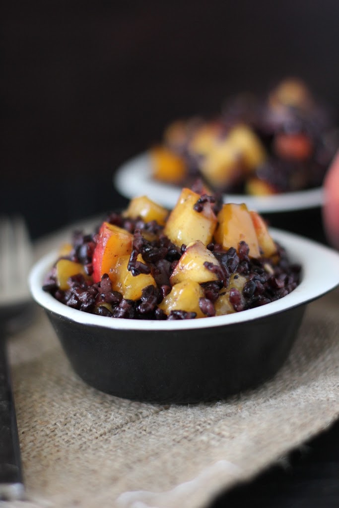 Honey Peach and Tomato Black Rice Salad Recipe | FakeFoodFree.com