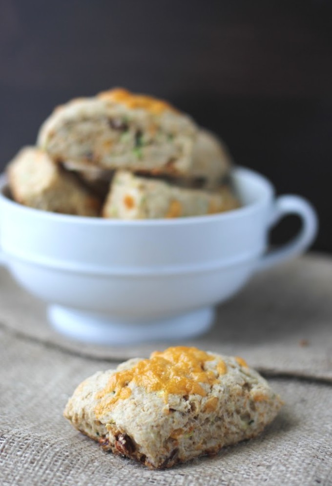 Cheddar, Sun-dried Tomato and Zucchini Scones Recipe | Fake Food Free