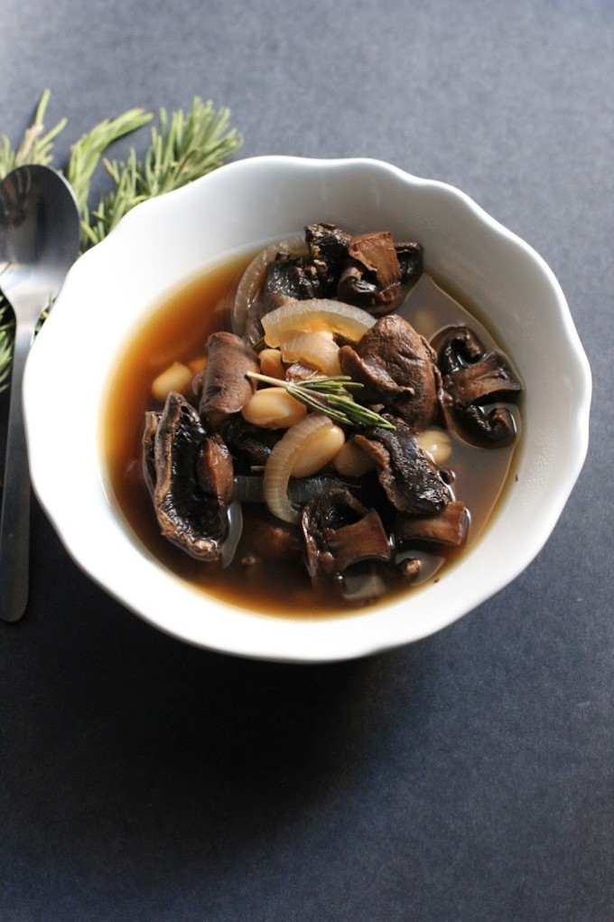 Slow Cooker Mushroom and White Bean Soup with Red Wine | Fake Food Free