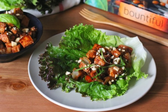 Lettuce Wraps with Almond-Basil Chicken from Bountiful by Todd Porter and Diane Cu | Fake Food Free