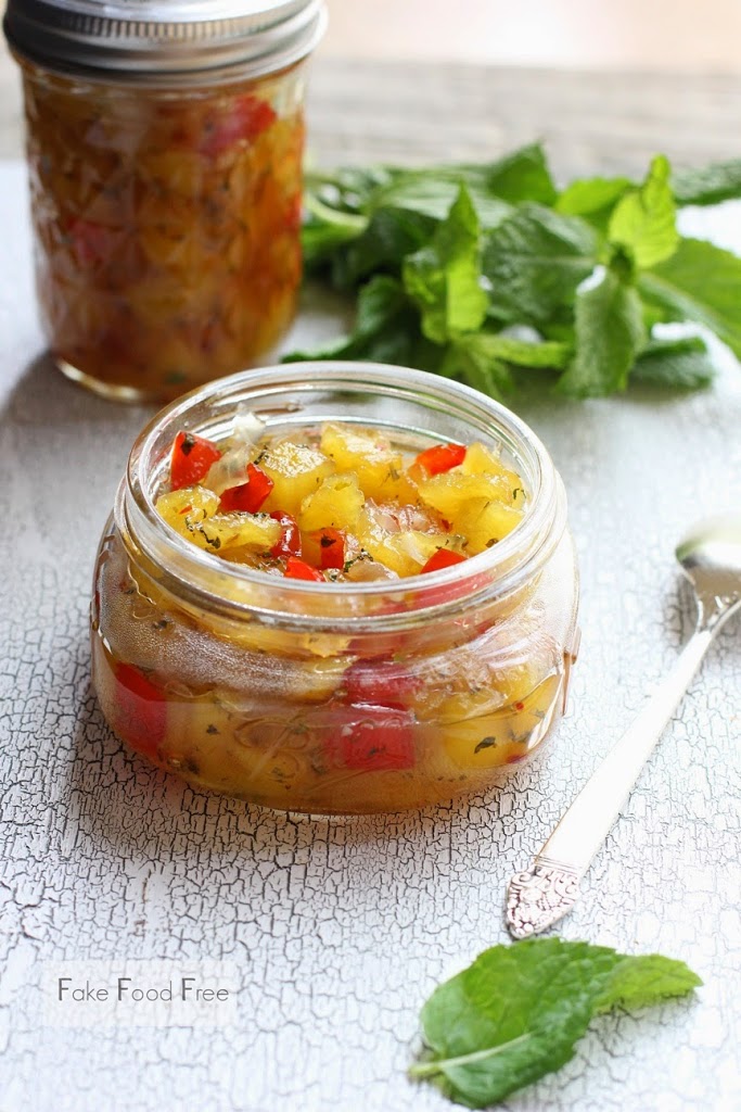 Pineapple Mint Chutney Recipe | fakefoodfree.com