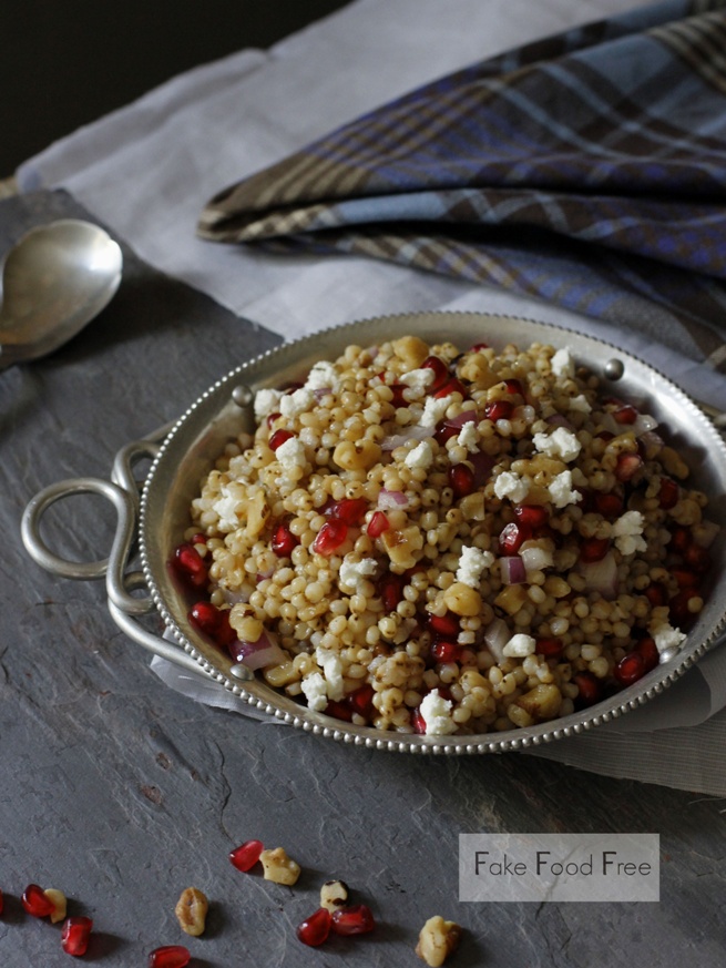 Sorghum Pomegranate Salad with Goat Cheese and Walnuts | Fake Food Free