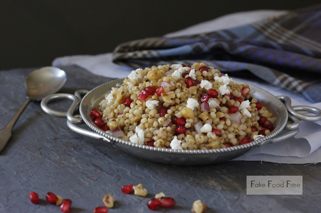 Sorghum Pomegranate Salad with Goat Cheese and Walnuts | Fake Food Free