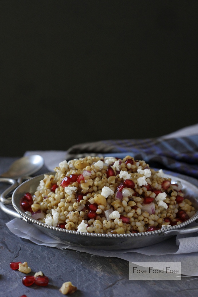 Sorghum Pomegranate Salad with Goat Cheese and Walnuts | Fake Food Free