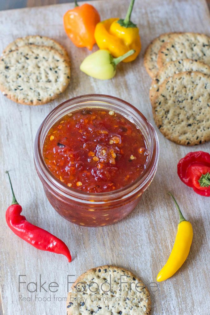 Smoky Mixed Hot Pepper Jelly | Fake Food Free -- The perfect holiday party appetizer to serve with cheese and crackers. 
