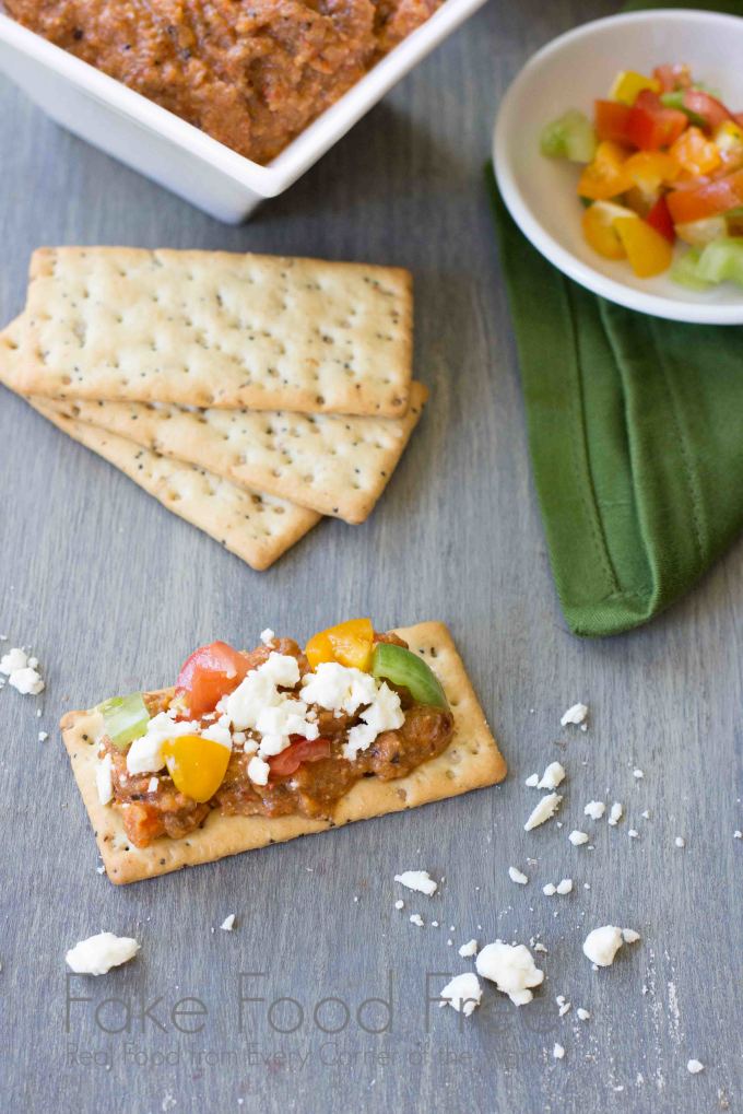 Eggplant and Red Pepper Pâté with Tomatoes and Feta | Fake Food Free 