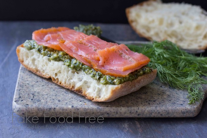Smoked Salmon Sandwich with Dill Pesto and Avocado | Fake Food Free