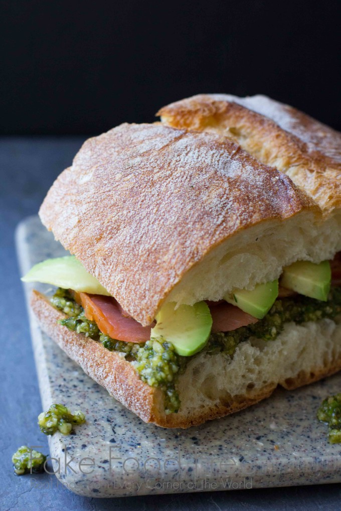 Smoked Salmon Sandwich with Dill Pesto and Avocado | Fake Food Free