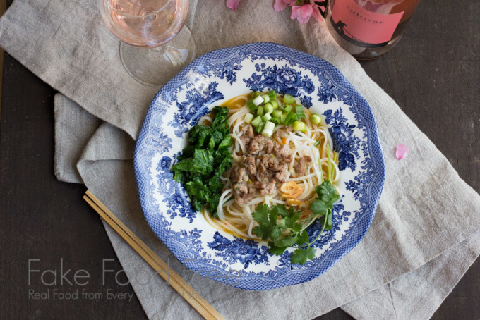 Spicy Noodle Bowl with Sausage and Greens | Fake Food Free