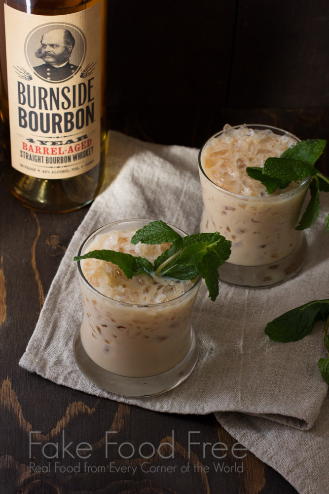Mint Julep Bourbon Ball Cocktail | Fake Food Free | A combination of bourbon, cream and chocolate liqueurs, and fresh mint. 