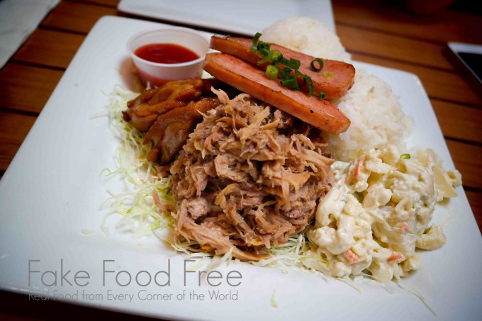 A traditional Hawaiian plate at Da Kitchen in Maui | Travel eats, drinks and views at Fake Food Free. 