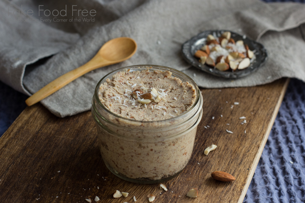 Almond Coconut Spread | Fake Food Free | An almond butter spread with coconut oil. A great way to use leftover almond meal from making almond milk!