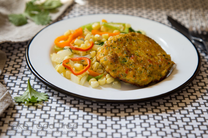 Fish Burgers with Skillet Corn and Sweet Peppers | Fake Food Free