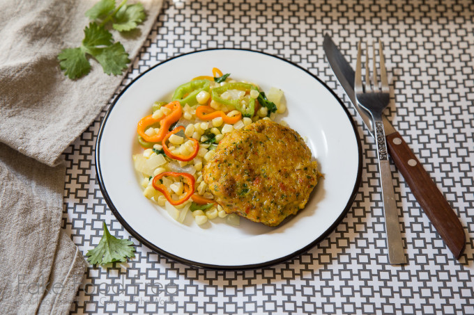 Fish Burgers with Skillet Corn and Sweet Peppers | Fake Food Free