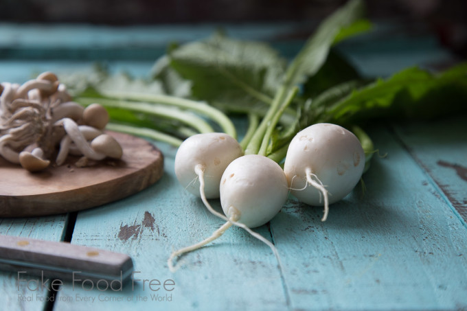 Baby Turnips and Mushrooms | In studio at the Farm to Table Photography Workshop in Seattle | Fake Food Free
