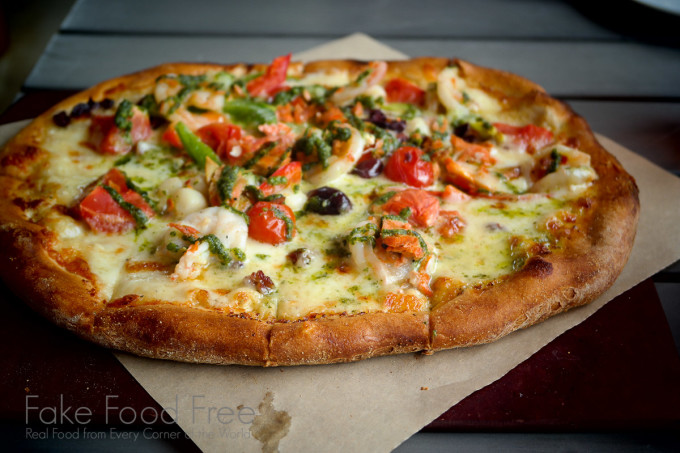 Pesto Pacifica Pizza from Cornerstone Pie in Ellensburg, WA | Fake Food Free | Food and travel. 