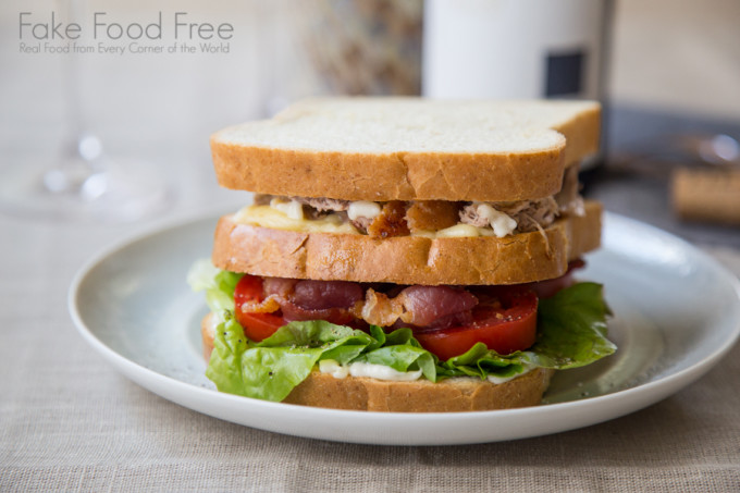 Club Sandwich with Duck Breast, Cambozola, Applewood Smoked Bacon and Roasted Garlic | Paired with The Hess Collection Small Block Series 2012 Napa Valley Syrah | Fake Food Free | #sponsored