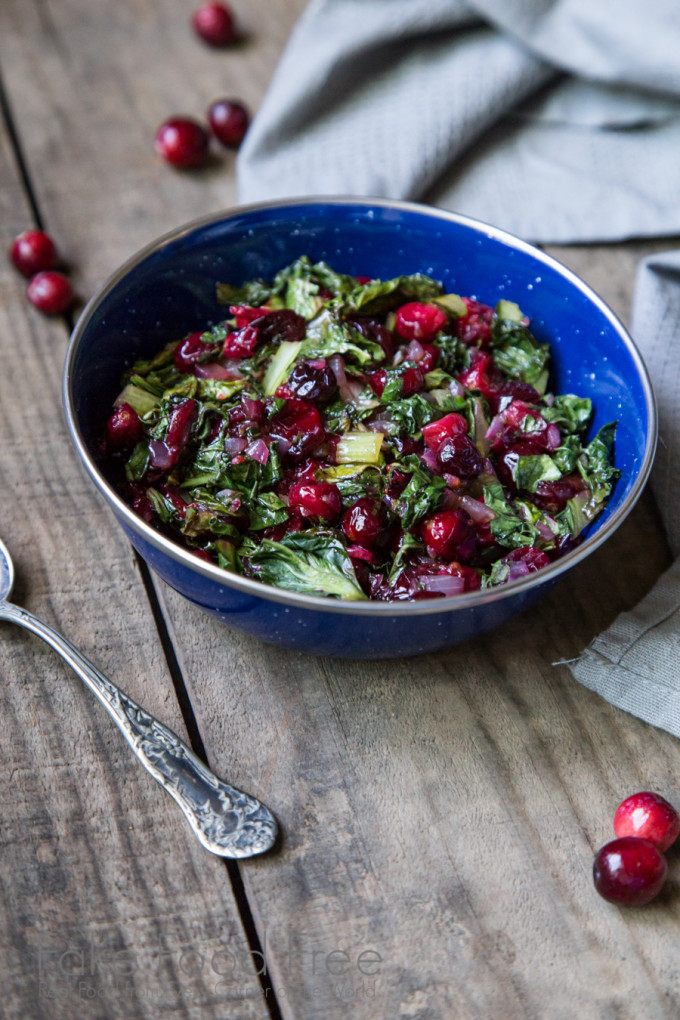 Roasted Cranberries with Greens Recipe | Fake Food Free | A quick and healthy side dish for the holiday season!