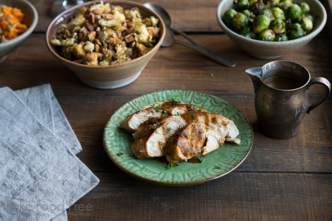 Beer Basted Turkey with Gravy and Green Olive Pecan Sourdough Stuffing | Thanksgiving Cooking for Two | Fake Food Free