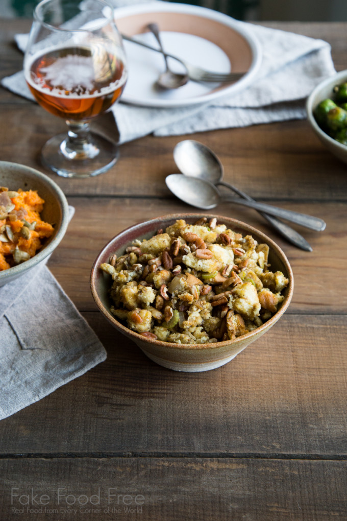  Green Olive Pecan Sourdough Stuffing | Thanksgiving Cooking for Two | Fake Food Free