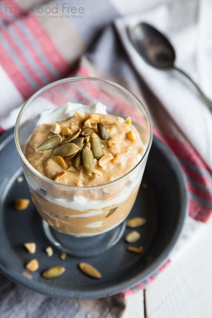 Pear and Peanut Butter Yogurt Parfait Recipe | Fake Food Free | A delicious grain-free breakfast with no added sugar!