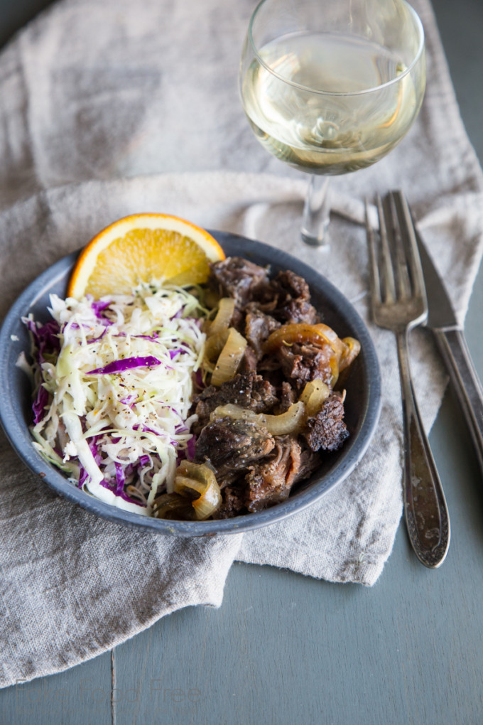 Braised Boneless Short Ribs with Garlic Citrus Slaw | Fake Food Free | Made with grass-fed beef I received from Butcher Box!