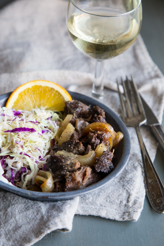 Braised Boneless Short Ribs with Garlic Citrus Slaw | Fake Food Free | Made with grass-fed beef I received from Butcher Box!