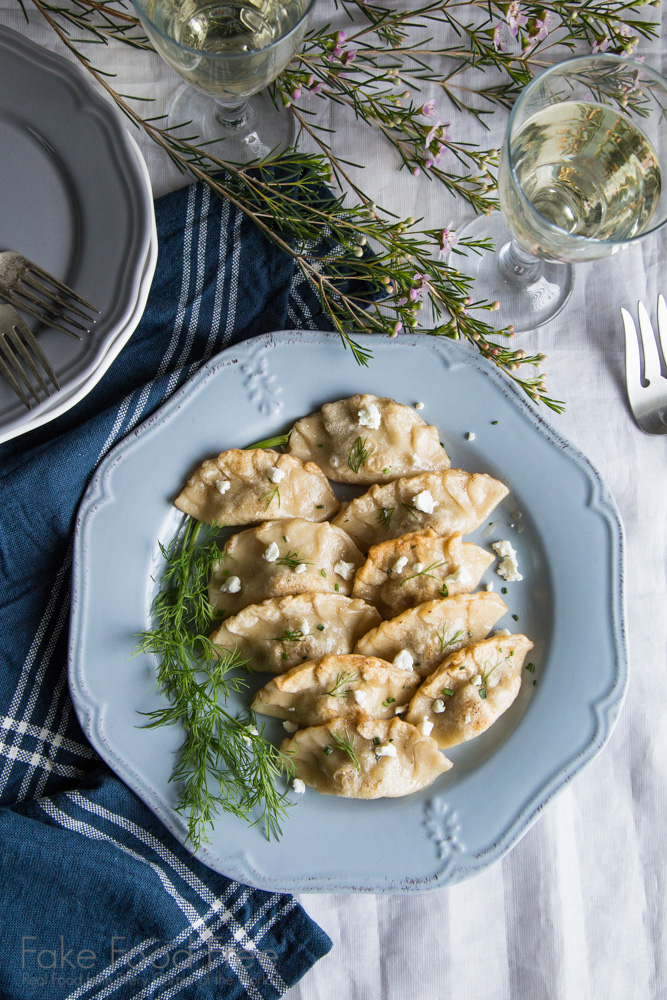 Herb and Goat Cheese Red Potato Pierogi Recipe | Fake Food Free