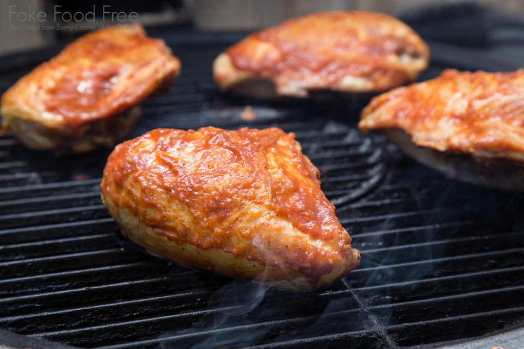 Grilled Bone In Chicken Breasts with Homemade Barbecue Sauce Recipe | Fake Food Free #sponsored