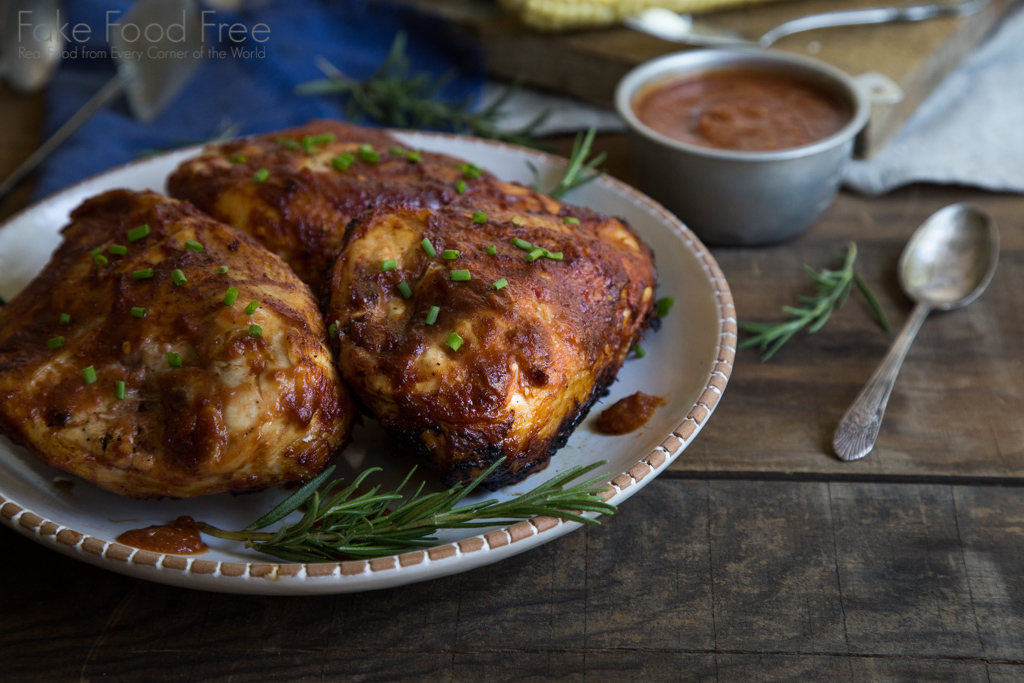 Grilled Bone In Chicken Breasts with Garlic and Sweet Onion Barbecue Sauce Recipe | Fake Food Free #sponsored