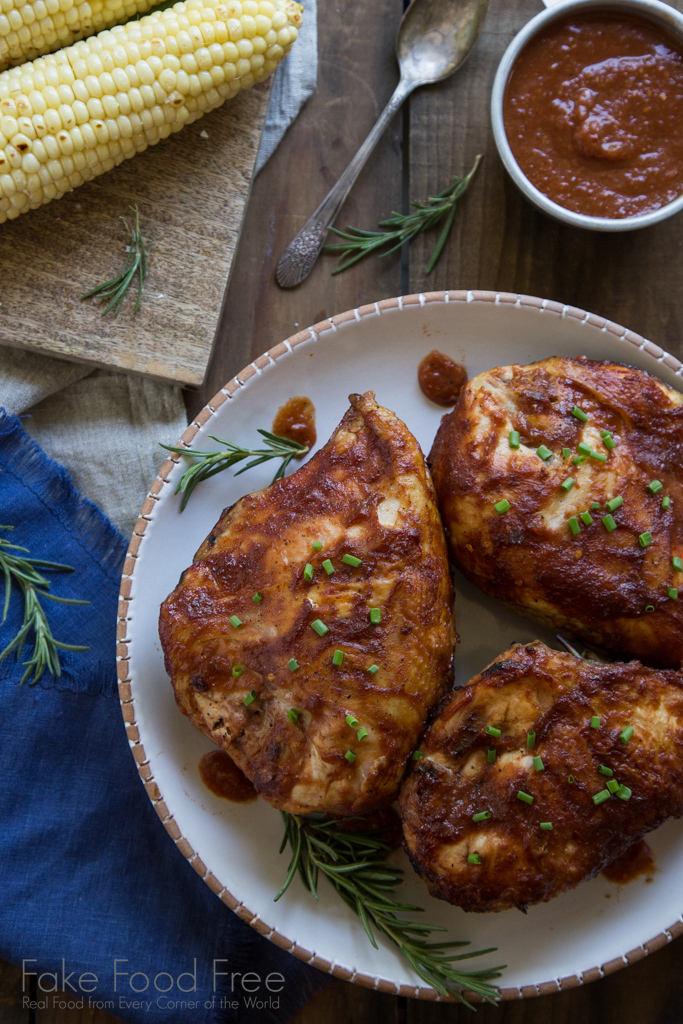 Grilled Bone In Chicken Breasts with Homemade Garlic Sweet Onion Barbecue Sauce Recipe | Fake Food Free #sponsored