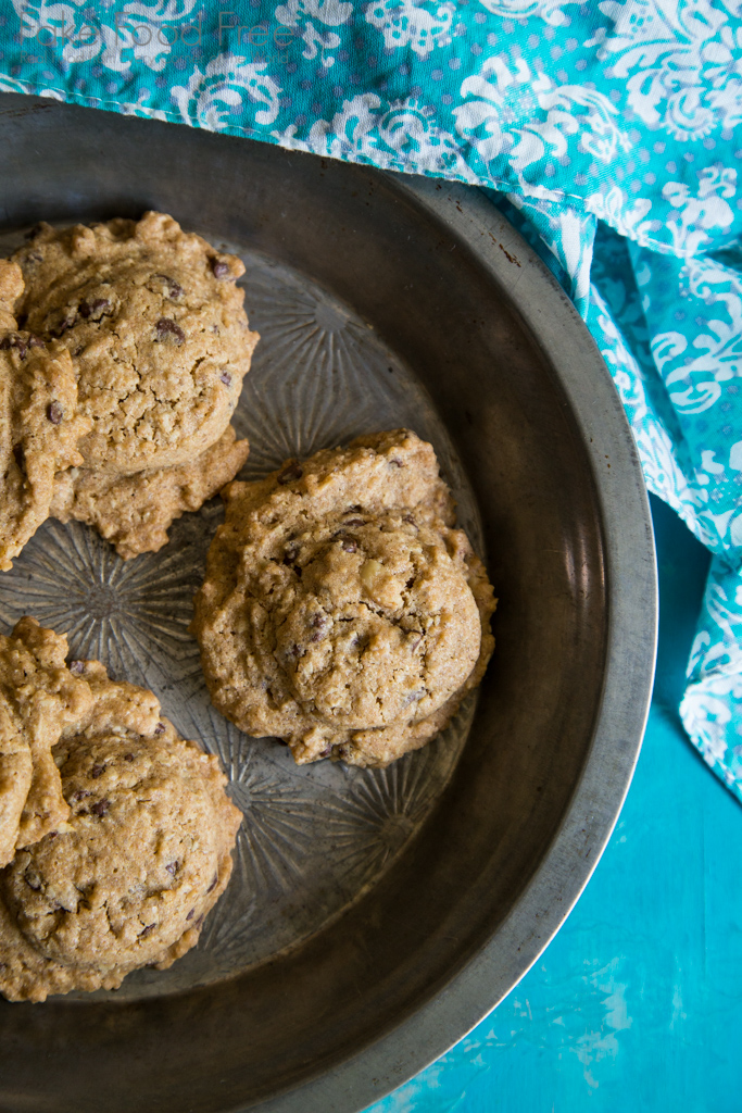 Smoky Salted Chocolate Chip Cookies made with palm shortening | Recipe at Fake Food Free