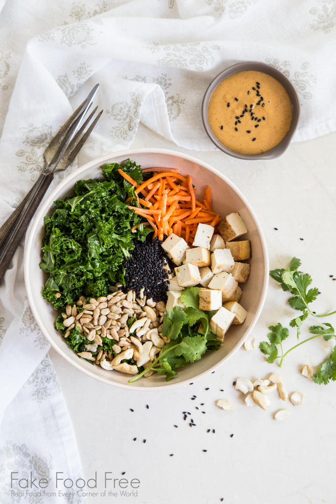 Baked Tofu Bowl with Peanut Dressing Recipe | Fake Food Free