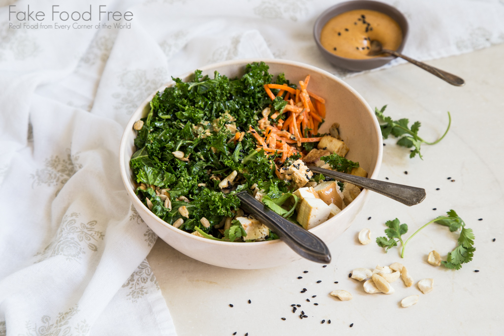 Baked Tofu Bowl and Peanut Dressing Recipe | Fake Food Free 