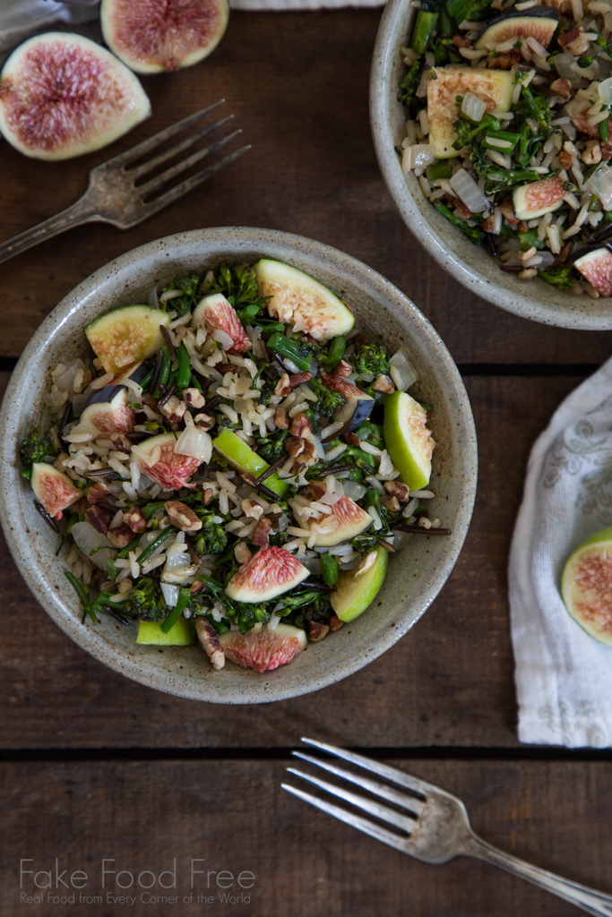 Broccoli Rabe with Brown Rice, Figs and Pecans Recipe | Fake Food Free