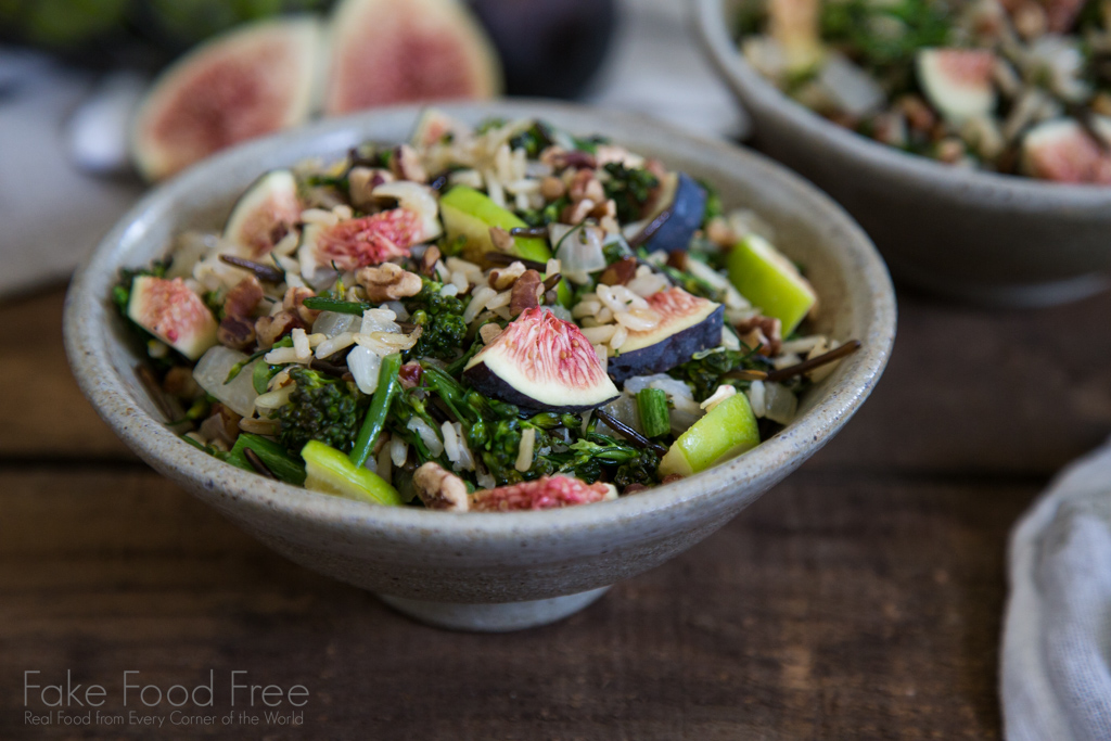 Broccoli Rabe with Brown Rice, Figs and Pecans Recipe | Fake Food Free