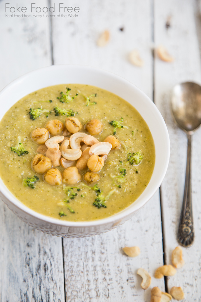 Broccoli Cashew Soup Recipe | Fake Food Free | A creamy vegan, gluten-free soup.