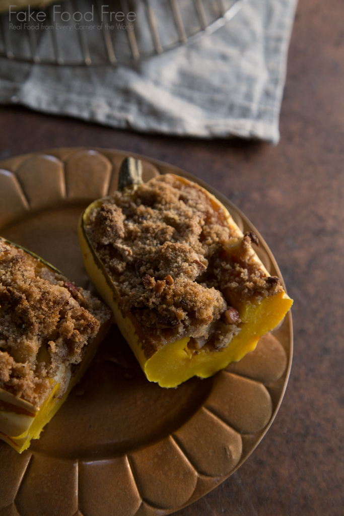 Pear and Ginger Stuffed Delicata Squash | Fall Recipe at Fake Food Free