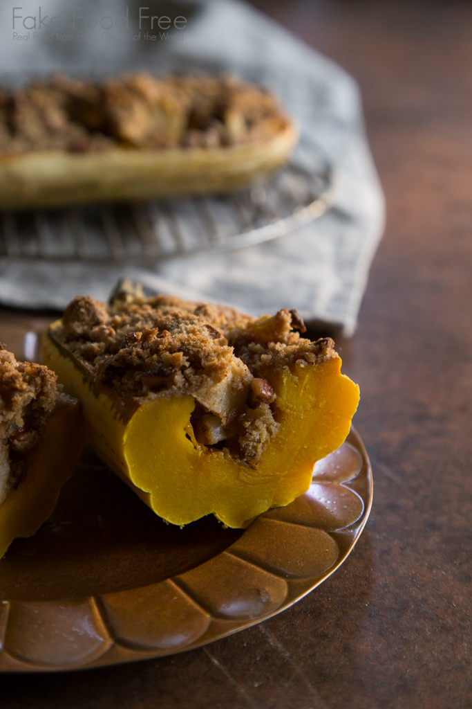 Pear and Ginger Stuffed Delicata Squash Recipe | Fake Food Free