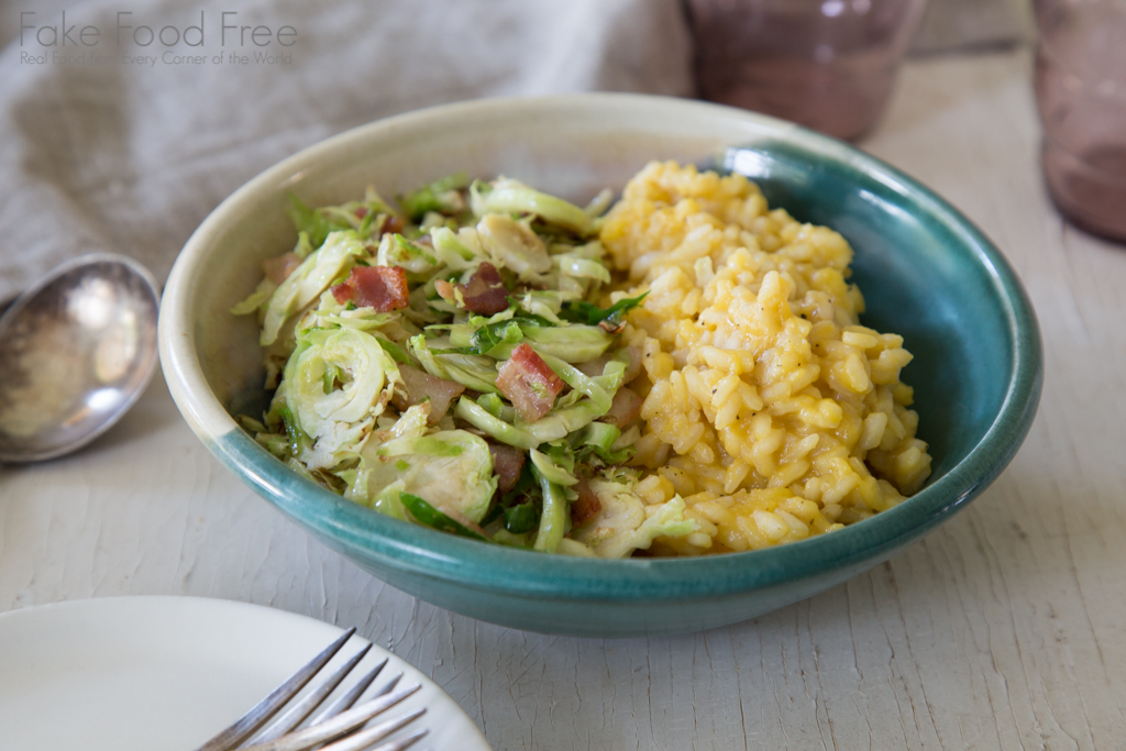 Brussels Sprouts and Bacon with Acorn Squash Risotto Recipe