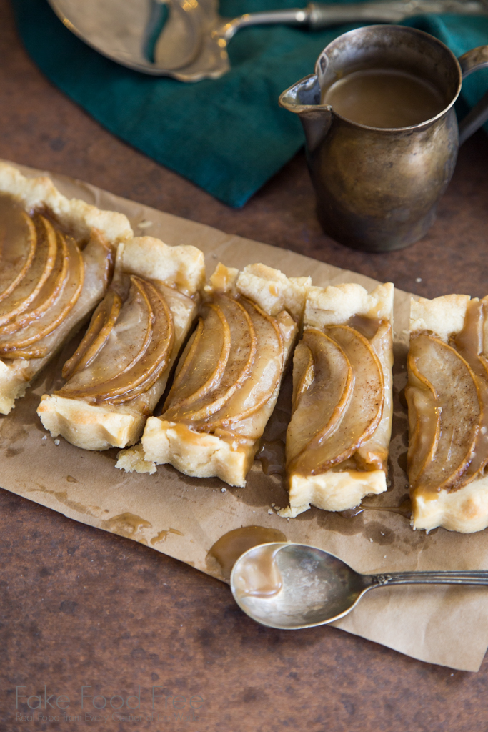 Butterscotch Pear Tart with a Snickerdoodle Crust Recipe | Fake Food Free