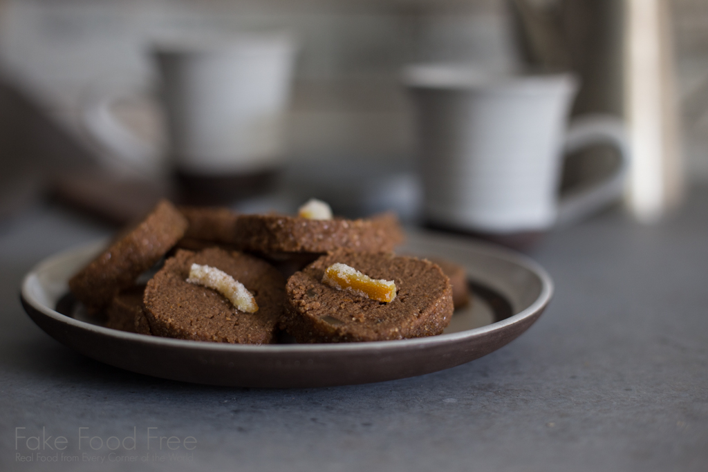 Orange Candied Ginger Chocolate Shortbread Cookie Recipe