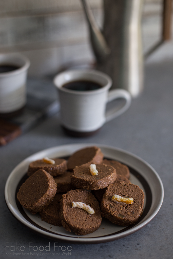 Recipe for Chocolate Shortbread with Orange and Candied Ginger | Fake Food Free